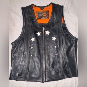 ** REFLECTIVE STAR LEATHER VEST [{PATCHED}] •JAMMIN LEATHER•